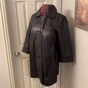 INC 3/4 SLEEVE Leather Swing Coat Sz L